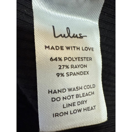 NEW Lulus Black Short Cap Sleeve Tie Ribbed Knit Sculpt Bodysuit Top Size S