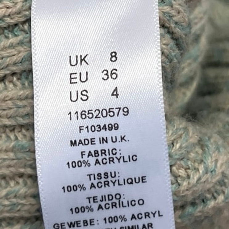 Asos Design Women's Green Rib Knit Button Down Collar Cardigan Sweater Top Sz 4