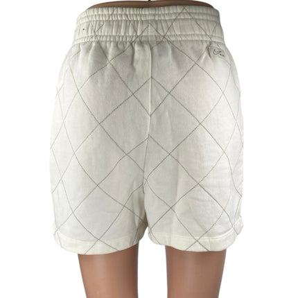 Nike Women's White Quilted Fleece Pull On High Waisted Mini Sweat Shorts Size S