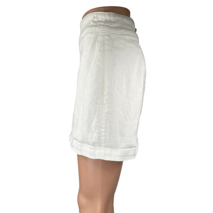 Forever 21 Women's White High Waisted Zip A Line Denim Jean Mini Skirt Size M