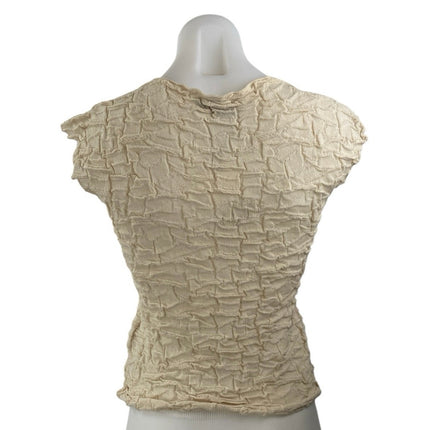 NEW Zara Beige Linen Textured High Neck Sleeveless Crop Blouse Tank Top Size S