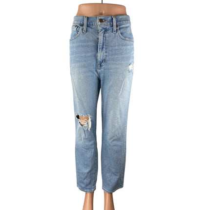 Madewell Womens Light Wash Distressed High Waisted Straight Denim Jeans Pants 30