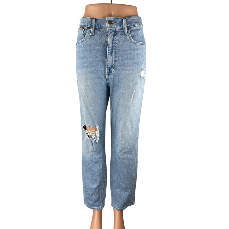 Madewell Womens Light Wash Distressed High Waisted Straight Denim Jeans Pants 30
