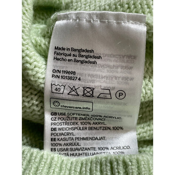 H&M Women's Green Ribbed Knit Long Sleeve Mock Neck Cropped Sweater Top Size S
