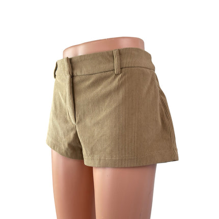 NEW Edikted Women's Brown Corduroy High Waisted Slim Fit Chino Hot Mom Shorts M