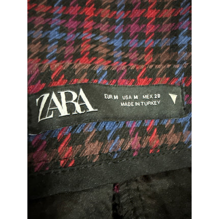 Zara Multicolor Plaid Houndstooth Pocket High Waisted Mini Skirt Skort Size M