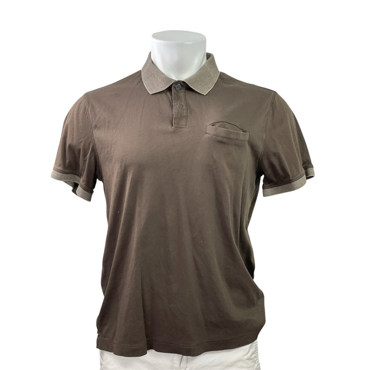 Banana Republic Luxe Touch Performance Mens Brown Short Sleeve Polo Shirt Size M