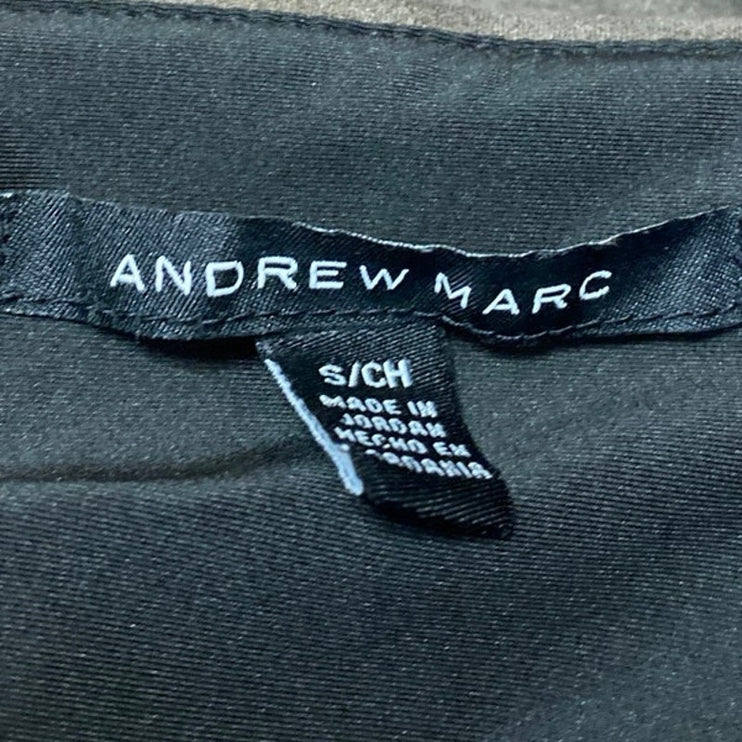 Andrew Marc Brown Faux Suede Leather High Waisted Straight Trousers Pants Size S