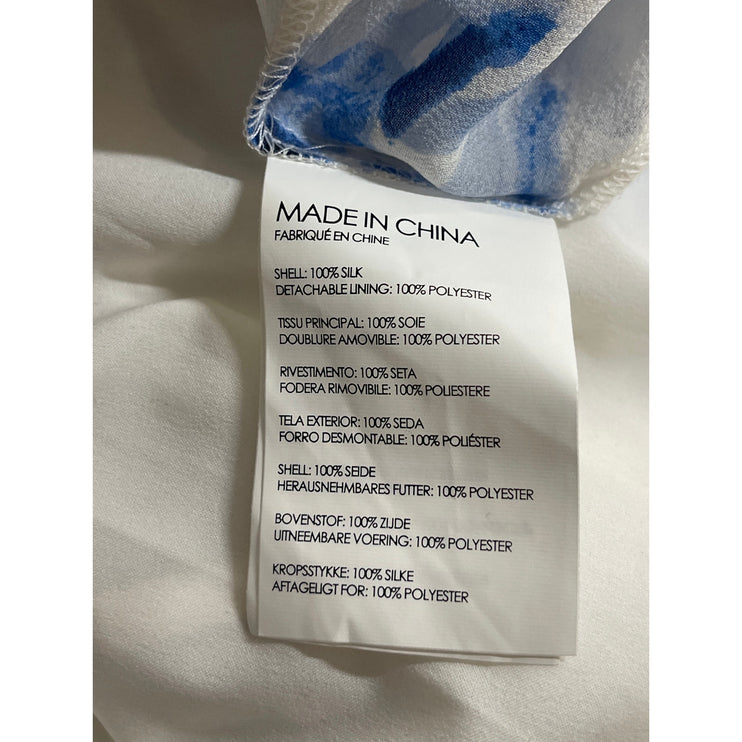 Club Monaco 100% Silk Feleenie Floral Smocked Sleeveless Midi A-Line Dress Sz 4