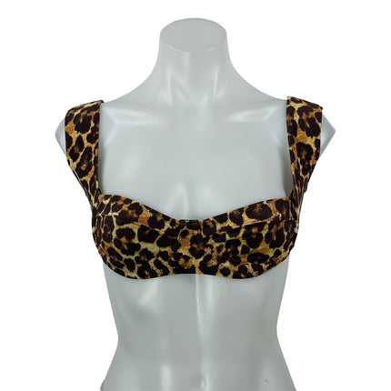 Tropic Of C South Pacific Brown Black Sleeveless Underwire Swimwear Bikini Top S
