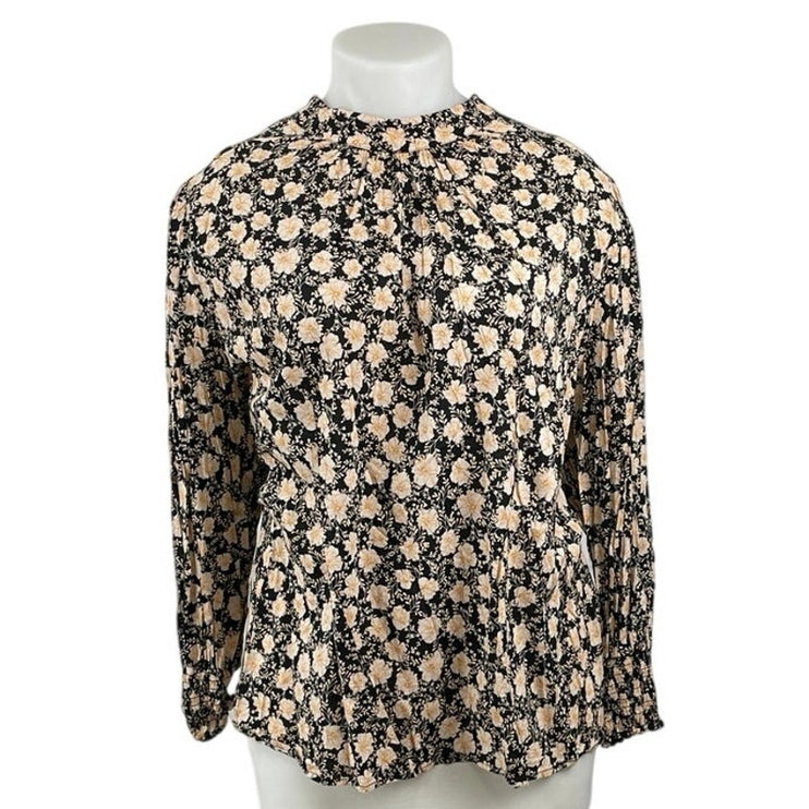 Who What Wear Gardenia Garden Floral Ruffle Mock Neck Long Sleeve Blouse Top 3X