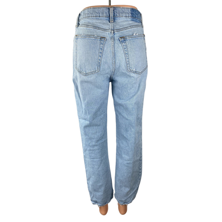 Abercrombie & Fitch The Dad High Rise Blue Light Wash Straight Denim Jeans Sz 26