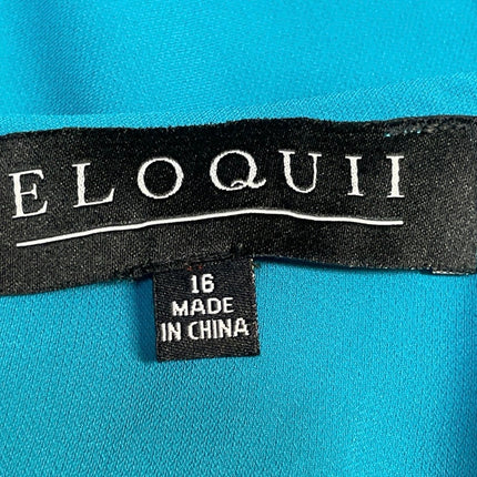 ELOQUII Womens Blue 3/4 Sleeves Crewneck Ruffled Cuff Bell Sleeves Blouse Top 16