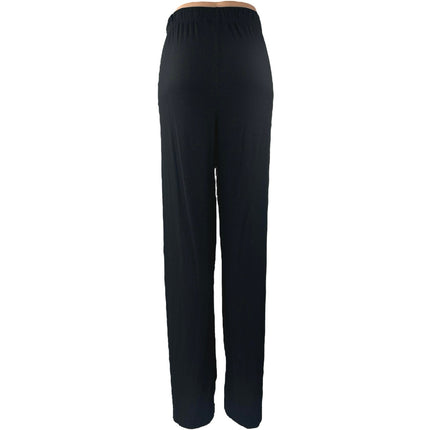 Skims Women's Black Rib Knit Straight Wide Leg High Waist Trousers Pants Size M