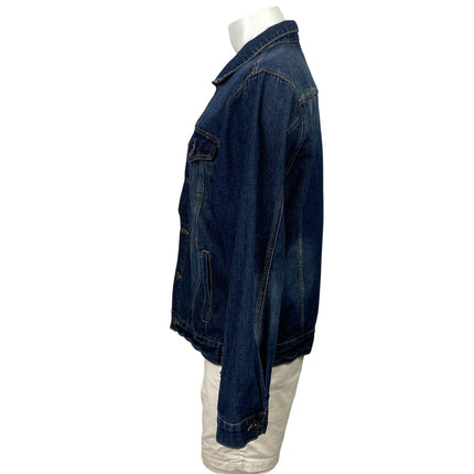 Carbon Men's Blue Long Sleeve Button Down Trucker Denim Jean Jacket Size XL