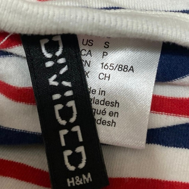 H&M Divided Multicolor Striped Crewneck Short Sleeve Casual Tee T shirt Top Sz S