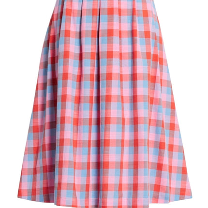 Barbie x Modcloth So Plaid It's Good Pink Pleated Belted A Line Midi Skirt Sz 26