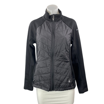 Spyder Hybrid Women's Black Quilted High Neck Long Sleeve Full Zip Jacket Size M