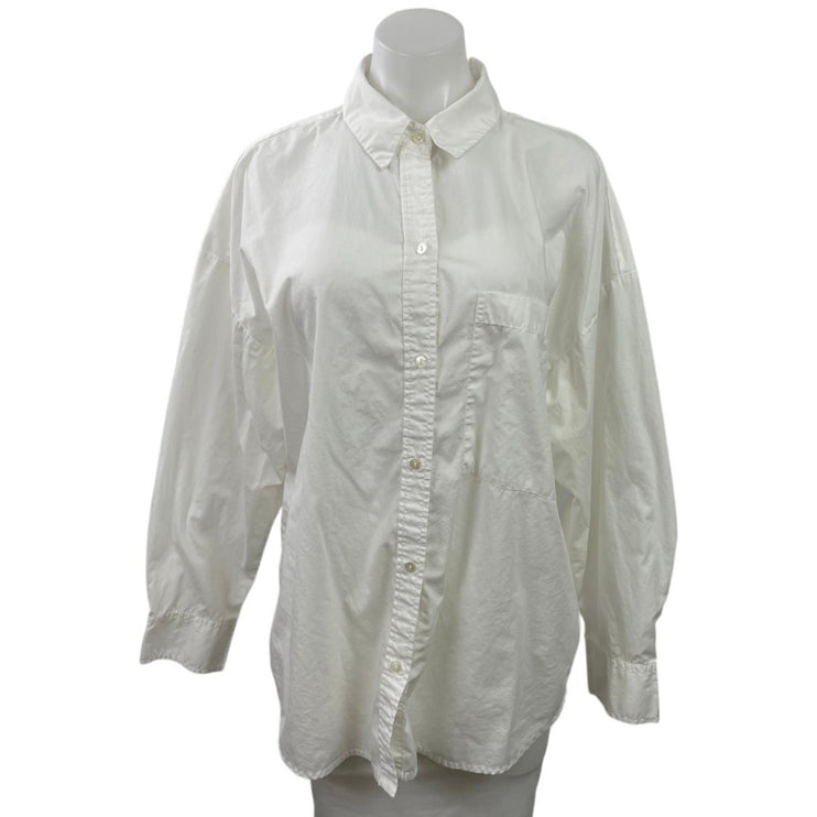 Abercrombie & Fitch Women's White Oversized Long Sleeve Button Down Shirt Size L