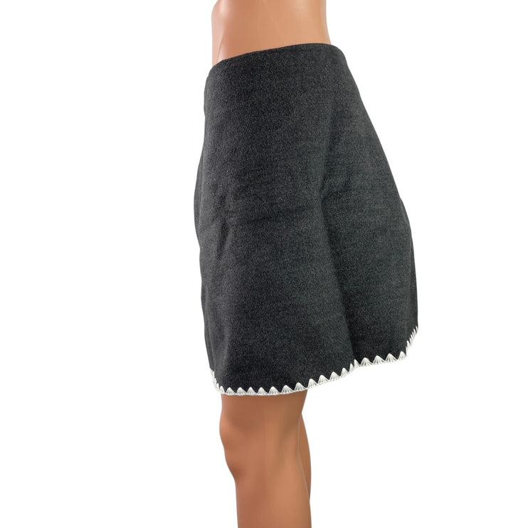 NEW Commense Black Lace Stitch Hem High Waist Zip Pencil Straight Mini Skirt L
