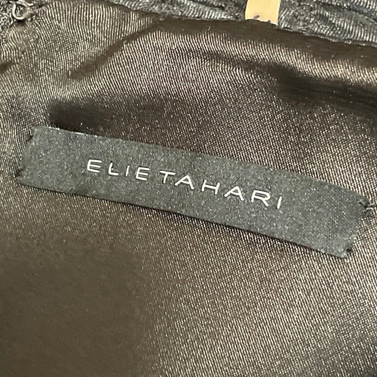 Elie Tahari Black Crocodile High Waisted Back Slit Mini Straight Pencil Skirt XL