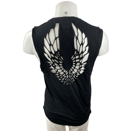Zara Men Black Wing Cutout Back Round Neck Sleeveless Muscle Tee Tank Top Size M