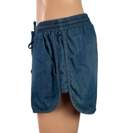 BCBGeneration Chambray Blue Elastic Waist Dolphin Casual Lounge Denim Shorts M