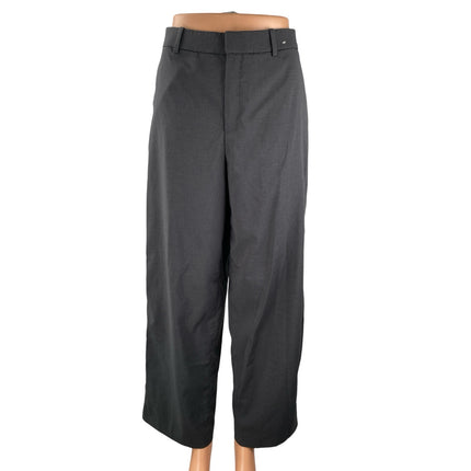 Uniqlo Women's Gray High Waisted Pleated Baggy Wide Leg Trousers Dress Pants M