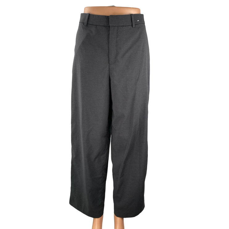 Uniqlo Women's Gray High Waisted Pleated Baggy Wide Leg Trousers Dress Pants M