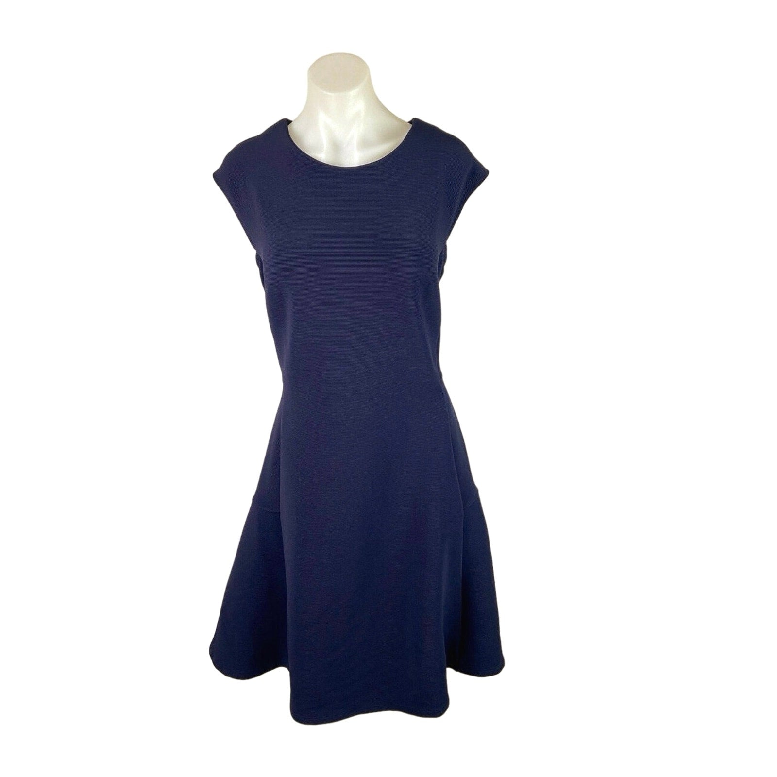 Halogen Blue Crewneck Sleeveless Back Zip A-Line Mini Ribbed Knit Dress Size L Halogen Blue Crewneck Sleeveless Back Zip A-Line Mini Ribbed Knit Dress Size L