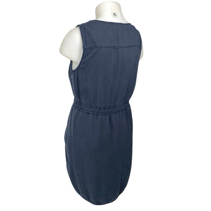 Just Jeans Women's Navy Blue Sleeveless Henley Pocket Tank Mini Blouson Dress 16