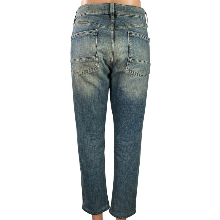 ASOS Men's Blue High Rise Faded Cropped Straight Leg Denim Jeans Pants Size 32