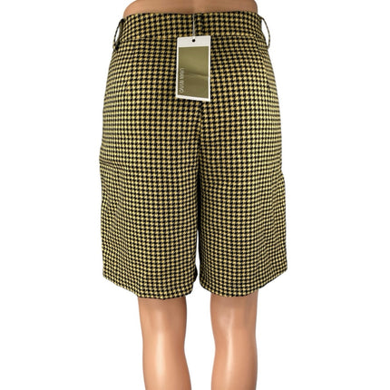 NEW Urban Revivo Women's Green Houndstooth Checkered Gingham Bermuda Shorts Sz 6