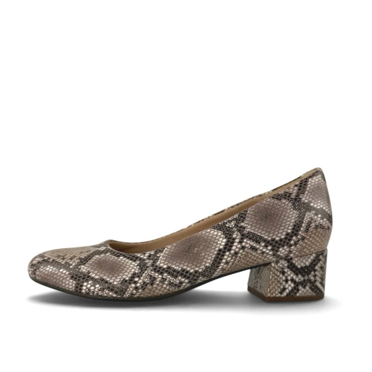 Clarks Marilyn Leah Snakeskin Animal Print Low Slip On Block Heels Pumps Shoes 8