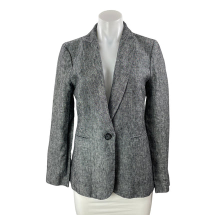 J By J.Crew Women's Gray Long Sleeve Peak Lapel Pocket Blazer Coat Jacket Size 4