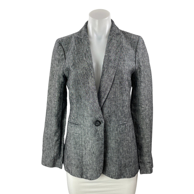 J By J.Crew Women's Gray Long Sleeve Peak Lapel Pocket Blazer Coat Jacket Size 4