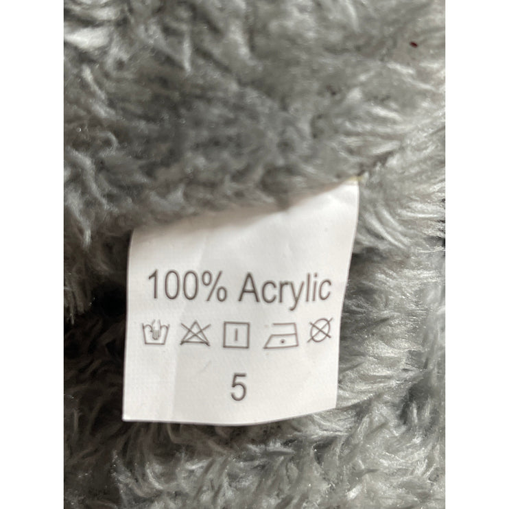 Gray Fleece Cable Knit Pom Pom Scarf Hat Warmer Beanie Face Cover Trapper OS