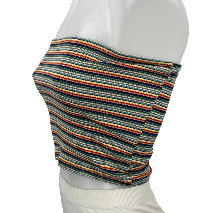 Lot of 2 Brandy Melville Striped Red Multicolor Tube Bandeau Crop Top Size S