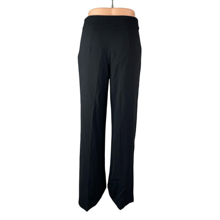 Zara Women's Black Pull On High Waisted Straight Wide Leg Trousers Pants Size XS