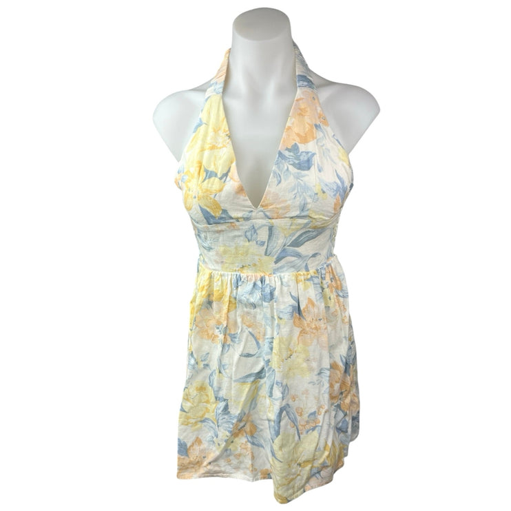 Abercrombie & Fitch Multicolor Floral Halter V-neck Open Back Romper Jumpsuit XS