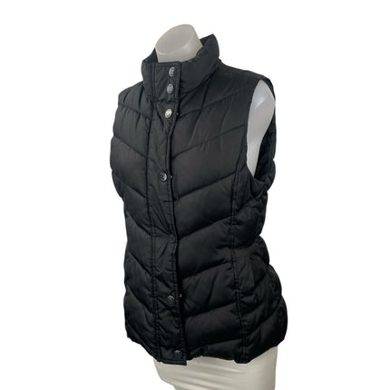GAP Women's Black Chevron Quilted Sleeveless Gilet Vest Puffer Coat Jacket Sz M
