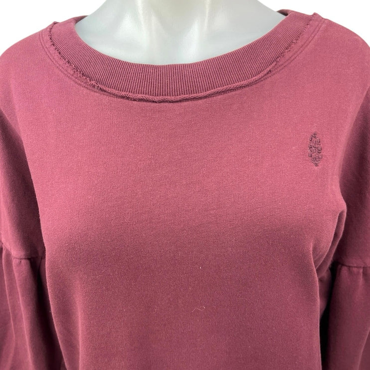 Free People Women's Purple Drop Shoulder Balloon Sleeve Pullover Sweater Top XS