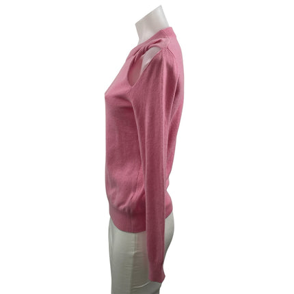 Topshop Women's Pink 100% Cashmere Crew Neck Cutout Long Sleeve Sweater Size XS