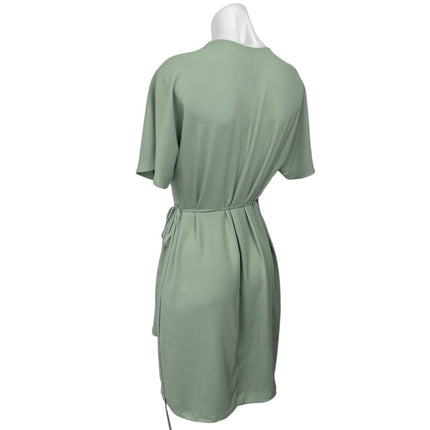 Aritzia Babaton Wallace Sage Green Short Sleeve V-Neck Knee Length Wrap Dress M