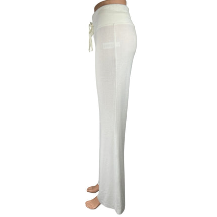 Wildfox Tennis Club Women's White Flared Wide Leg Lounge Trousers Sweat Pants S