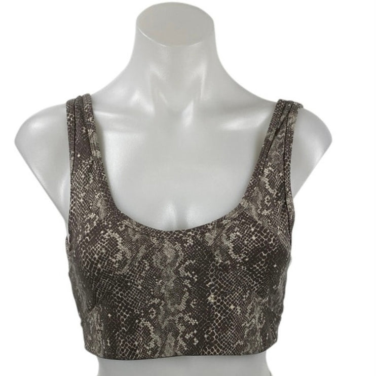 Varley Let's Go Walker Snakeskin Yoga Athletic Activewear Crop Tank Bra Top Sz M