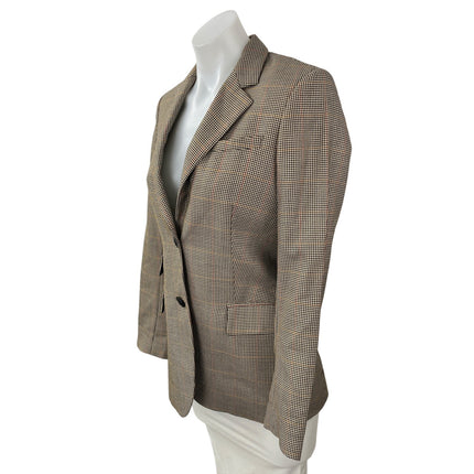 Rag & Bone Rona Women's Tan Wool Houndstooth Long Sleeve Blazer Coat Jacket 0
