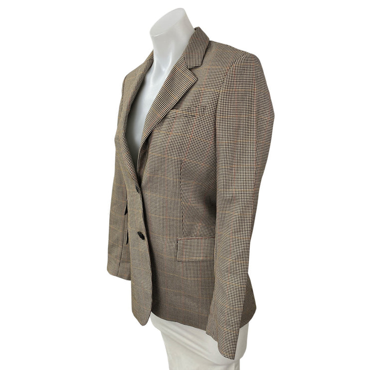 Rag & Bone Rona Women's Tan Wool Houndstooth Long Sleeve Blazer Coat Jacket 0