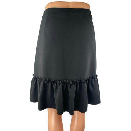 Karl Lagerfeld Women's Black Ruffle Hem Zipper Knee Length Mini A-Line Skirt 10