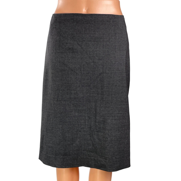 J. Crew Women's Gray Wool High Waisted Slit Knee Length Straight Pencil Skirt 10